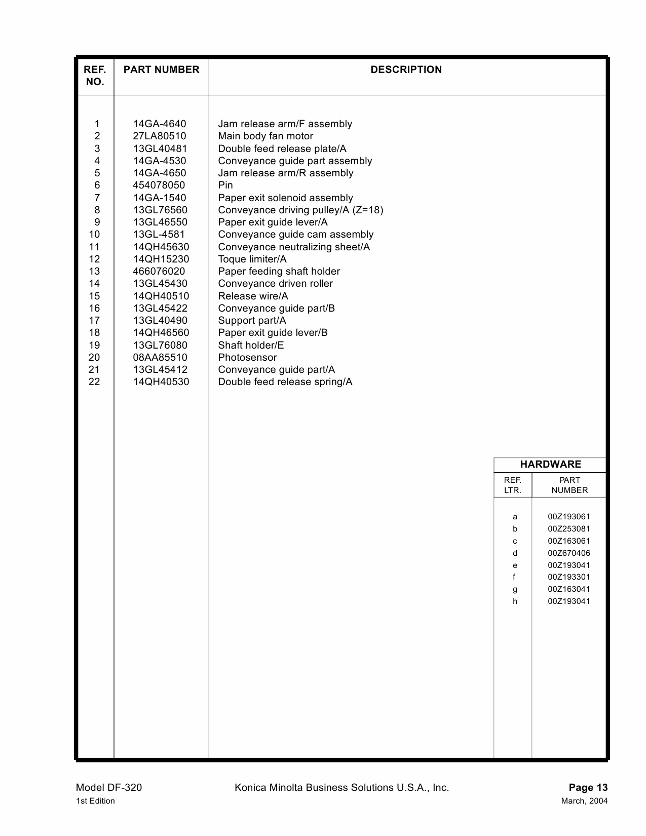 Konica-Minolta Options DF-320 Parts Manual-4